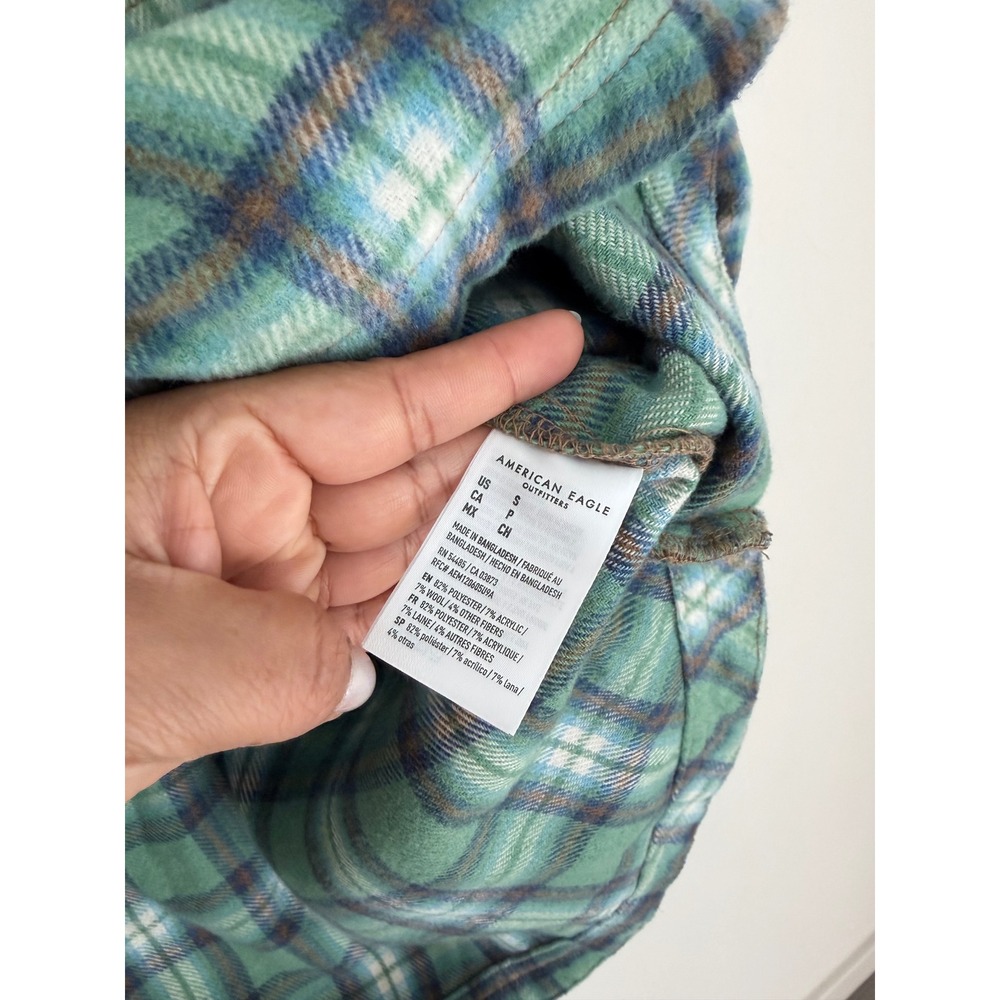 American Eagle Outfitters Plaid Flannel Shirt Shacket Button Up Size S NWT - Picture 4 of 7